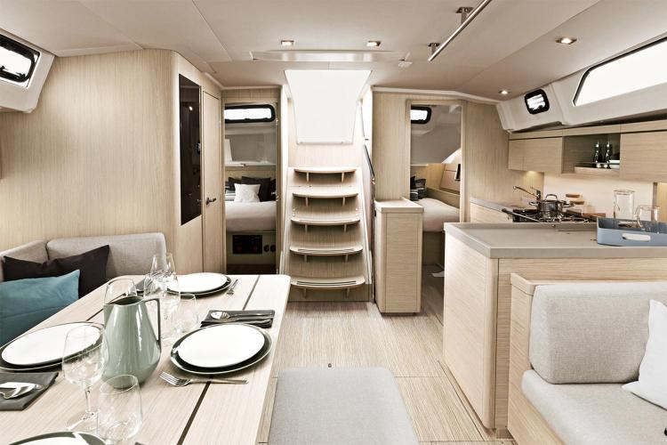 Manufacturer Provided Image: Interior of Beneteau Oceanis 46.1 yacht, 2025 model, featuring modern design.